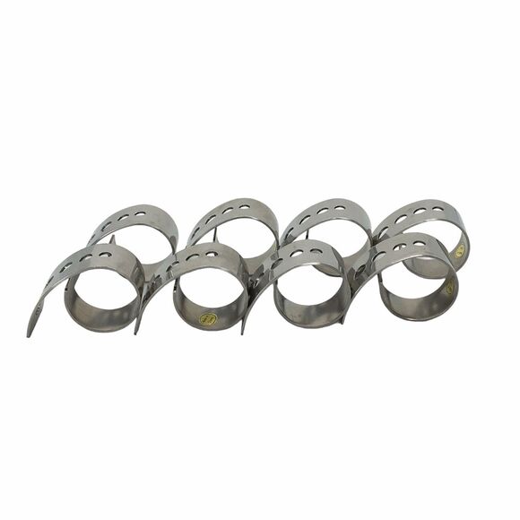 Silver Tone Set of 8 Napkin Rings Holders Curled with Punch Holes Modern Style - Picture 5 of 8